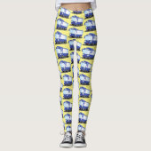 Leggings Illustration d'un bus moderne bleu mignon (Devant)