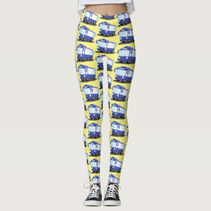 Leggings Illustration d'un bus moderne bleu mignon