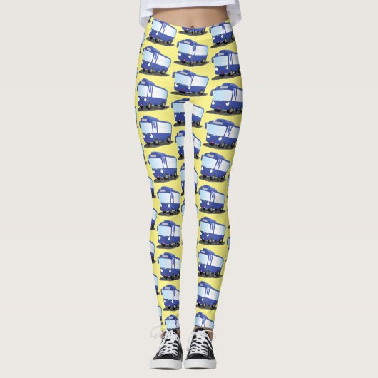 Leggings Illustration d'un bus moderne bleu mignon (Devant)