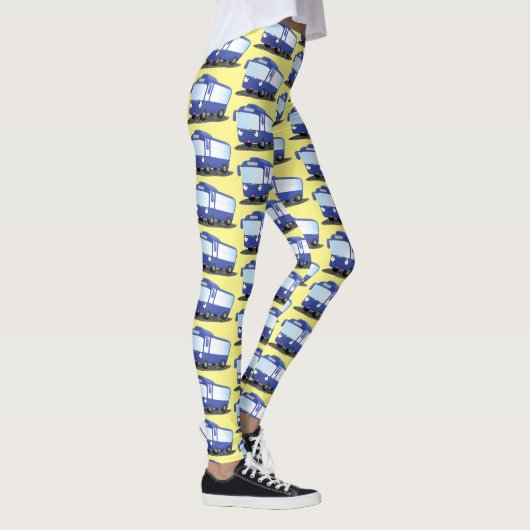 Leggings Illustration d'un bus moderne bleu mignon (Droite)