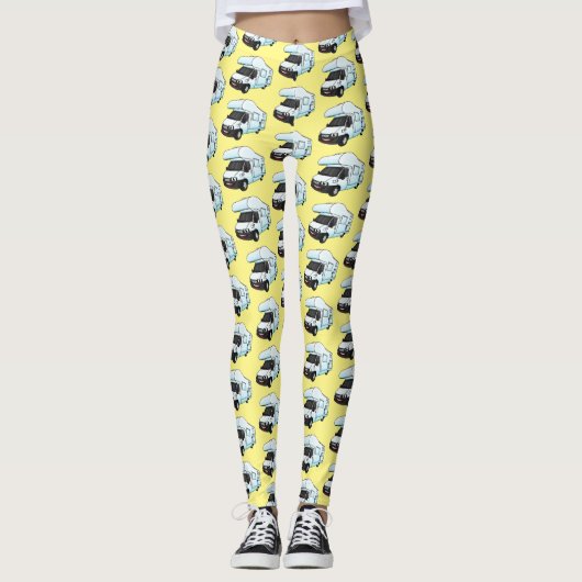 Leggings Illustration d'un campervan heureux (Devant)