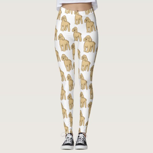 Leggings Illustration d'un caniche brun joyeux (Devant)