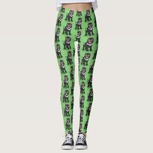 Leggings Illustration d'un diable de Tasmanie affamé (Devant)