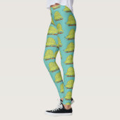 Leggings Illustration d'un dimétrodon vert mignon (Gauche)
