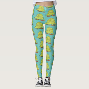 Leggings Illustration d'un dimétrodon vert mignon