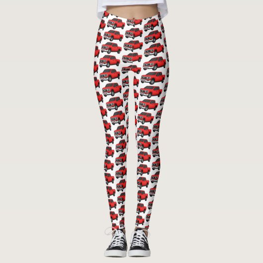 Leggings Illustration d'une camionnette rouge mou (Devant)