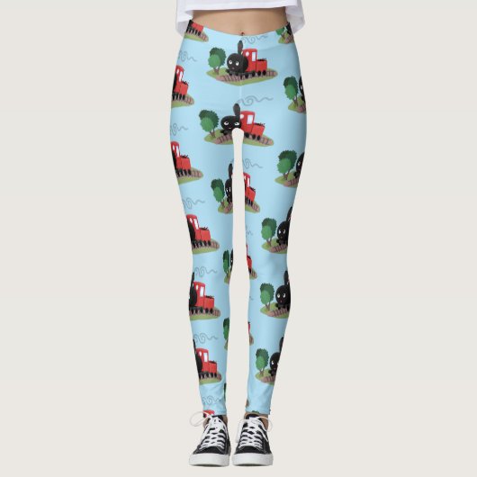 Leggings Illustration d'une locomotive à vapeur mûre (Devant)