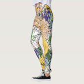 Leggings Illustration florale à la mode jaune et verte (Gauche)