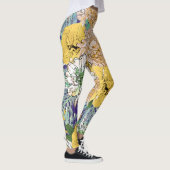 Leggings Illustration florale à la mode jaune et verte (Droite)