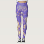 Leggings Illustration florale d'or bleu Vintage<br><div class="desc">Illustration florale en or bleu Vintage pour améliorer parfaitement votre style de mode personnel.</div>