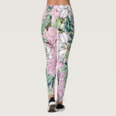 Leggings Illustration florale rose et blanche de mignonne f (Dos)