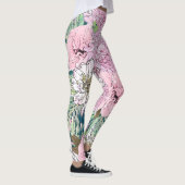 Leggings Illustration florale rose et blanche de mignonne f (Droite)