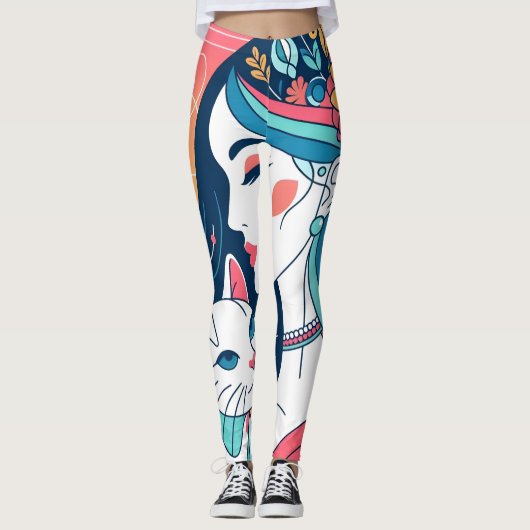 Leggings Illustration graphique de Cat Lady (Devant)