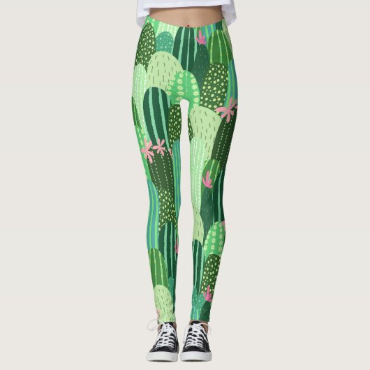 Leggings Illustration Motif colorée Cactus (Devant)
