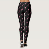 Leggings Illustration rose de flamant sur le motif noir (Dos)