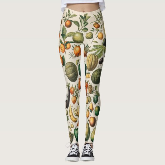 Leggings Illustration scientifique végétale des fruits (Devant)