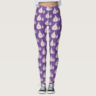 Leggings Illustration végétale de caricature à l'ail mignon
