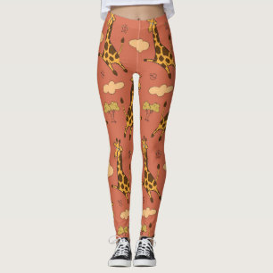 Leggings Illustration Vintage du Motif de Giraffe sans join