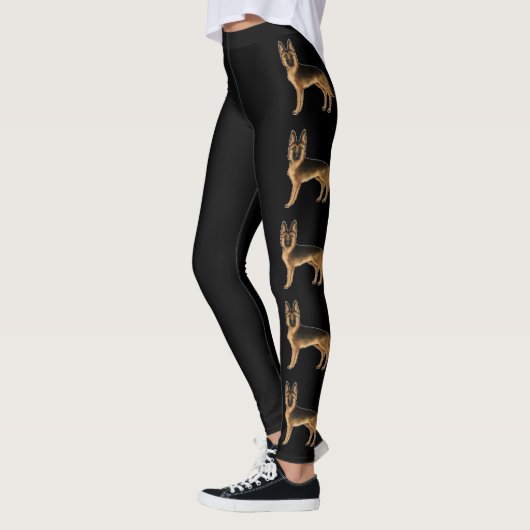 Leggings Illustrations De Chien De Berger Allemand Noir Et  (Gauche)