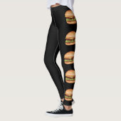 Leggings Illustrations De Hamburger Fast Food Sur Noir (Gauche)