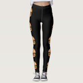 Leggings Illustrations De Hamburger Fast Food Sur Noir (Devant)