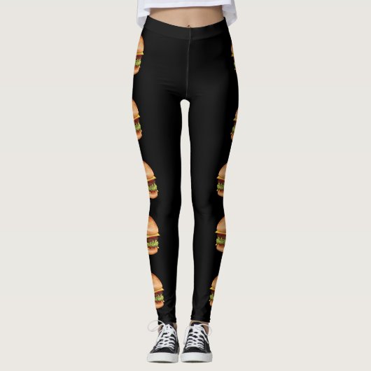 Leggings Illustrations de restauration rapide de hamburger  (Devant)