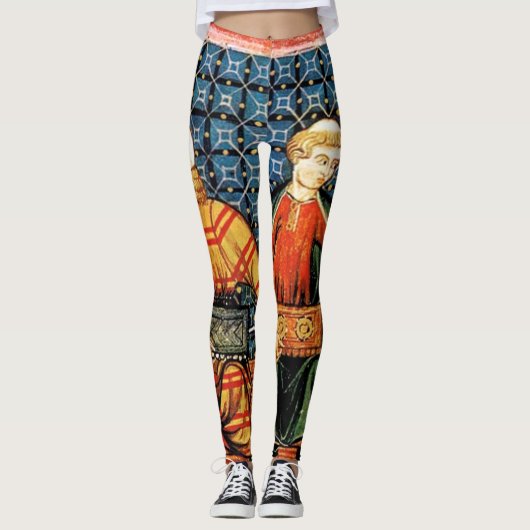 Leggings Illustrations médiévales des joueurs Hurdy Gurdy  (Devant)