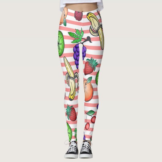 Leggings Illustrations vibrantes de macédoine de fruits sur (Devant)