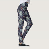 Leggings illustrés de la Marine bleu et du pin ver (Droite)