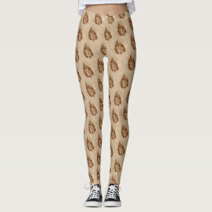 Leggings Image carrelée d'une feuille brune sur bouffée