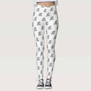Leggings Image carrelée d'une feuille de chêne à l'encre no