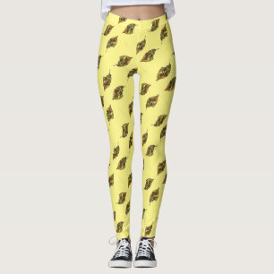 Leggings Image carrelée d'une feuille de pomme en vert sur