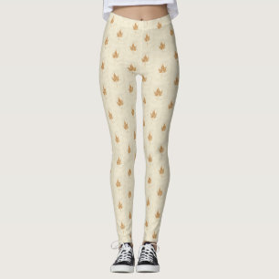 Leggings Image carrelée d'une feuille d'érable en or sur cr