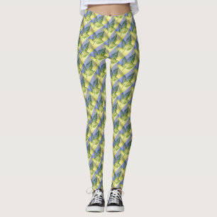 Leggings Image carrelée d'une feuille d'érable en vert et b