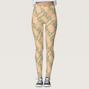 Leggings Image carrelée d'une feuille d'érable en vert sur