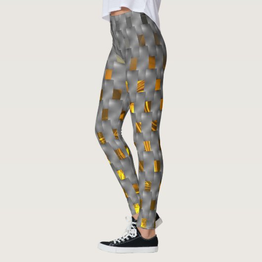 Leggings Image dorée sur plaques grises, formes rectangulai (Gauche)