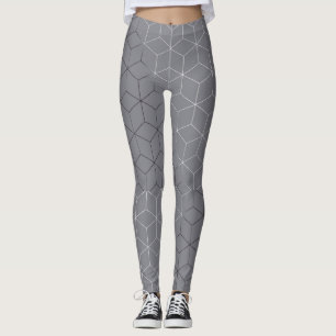 Leggings Image géométrique Abstraite sur le gris argenté at