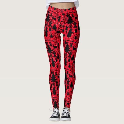 Leggings Image Red BG de Noël (Devant)