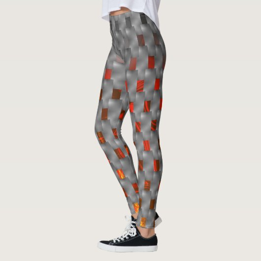 Leggings Image rouge sur plaques grises, formes rectangulai (Gauche)