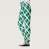 Leggings Image verte répétée et entrelacée triangles (Gauche)