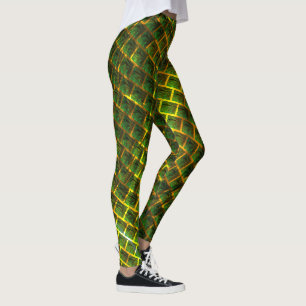 Leggings Images vertes et carré en forme de jaune