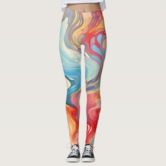 Leggings Imaginaire abstrait coloré (Devant)