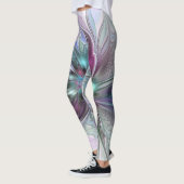 Leggings Imaginaire coloré Abstrait Fleur fractale moderne (Gauche)