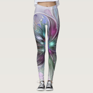 Leggings Imaginaire coloré Abstrait Fleur fractale moderne