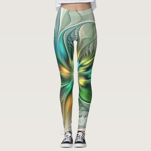 Leggings Imaginaire coloré Moderne Fleur Abstraite Fractale (Devant)