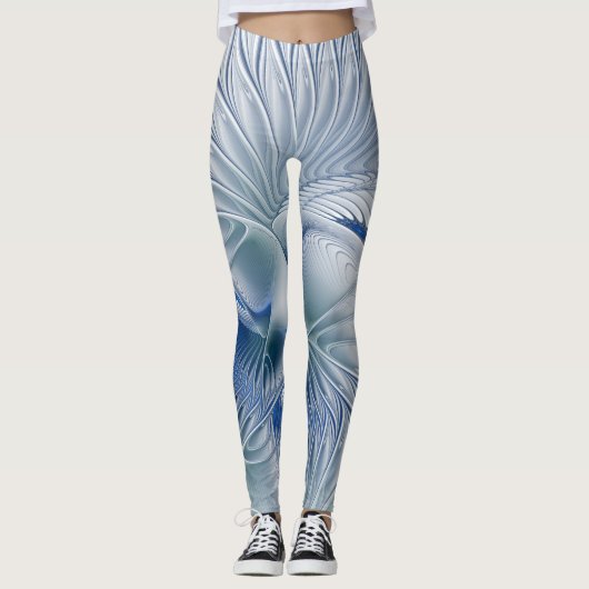 Leggings Imaginaire dynamique tons bleus Abstraits Art frac (Devant)