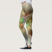 Leggings Imaginaire Floral Avec Or Moderne Abstrait Fractal (Gauche)