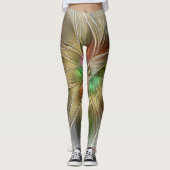 Leggings Imaginaire Floral Avec Or Moderne Abstrait Fractal (Devant)