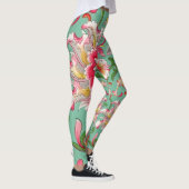 Leggings Imaginaire Floral Oriental Chinoiserie sur Vert (Droite)