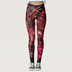 Leggings Imaginaire floral rouge rubis